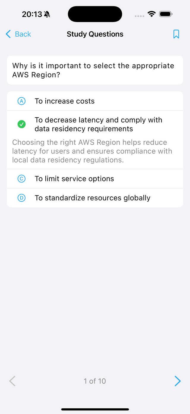 Study Cloud Tech app preview - Assessment